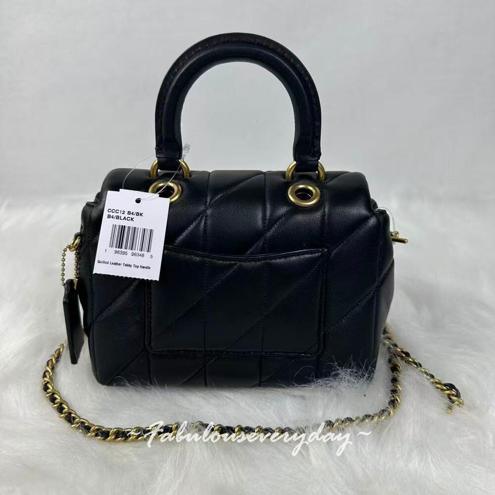 Coach Tabby Top Handle Bag With Quilting In Leather/Brass/Black CCC12 NWT - Picture 4 of 9